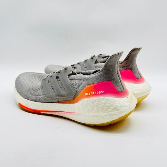 Adidas UltraBoost 21 Womens 8 Gray White Knit Sneakers Running Shoes Trainer - Picture 3 of 10